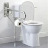 AKW Fold-Up Toilet Support Grab Rail With Adjustable Leg - Stainless Steel -Espaces Bain Shop 01830ss d1
