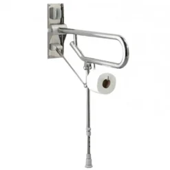 AKW Fold-Up Toilet Support Grab Rail With Adjustable Leg - Stainless Steel -Espaces Bain Shop 01830ss l