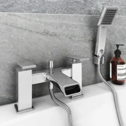 Flare Modern Bath Shower Mixer Tap + Shower Kit -Espaces Bain Shop 1250cr l1