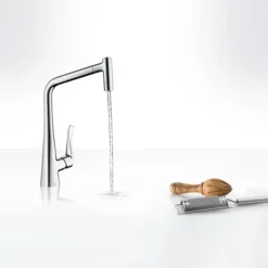 Hansgrohe Metris M71 Single Lever Kitchen Mixer 320 With Pull Out Spray - Chrome -Espaces Bain Shop 14820000 d2