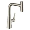 Hansgrohe Metris Select M71 Single Lever Kitchen Mixer 240 With Pull-Out Spout - Stainless Steel -Espaces Bain Shop 14857800 l