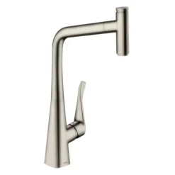 Hansgrohe Metris Select M71 Single Lever Kitchen Mixer 320 With Pull-Out Spout - Stainless Steel -Espaces Bain Shop 14884800 l