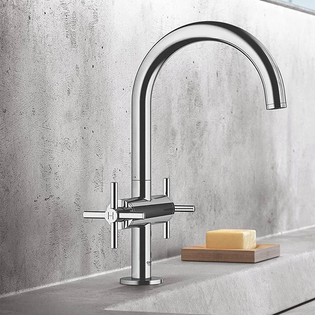 Grohe Atrio Crosshead L-Size Mono Basin Mixer With Click Clack Waste - Chrome 5 Grohe Atrio Crosshead L-Size Mono Basin Mixer With Click Clack Waste - Chrome - Image 3