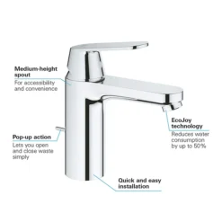 Grohe Eurosmart Cosmopolitan M-Size Mono Basin Mixer With Pop-up Waste -Espaces Bain Shop 23325000 d2