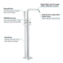 Grohe Essence Floor Mounted Bath Shower Mixer - Chrome 9 Grohe Essence Floor Mounted Bath Shower Mixer - Chrome -Espaces Bain Shop 23491001 d1