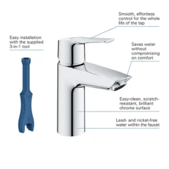 Grohe QuickFix Start S-Size Mono Basin Mixer With Push-Open Waste -Espaces Bain Shop 23550002 d2