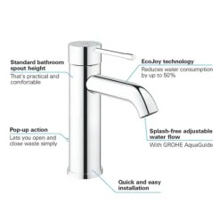 Grohe Essence S-Size Mono Basin Mixer With Pop-up Waste - Chrome -Espaces Bain Shop 23589001 d1