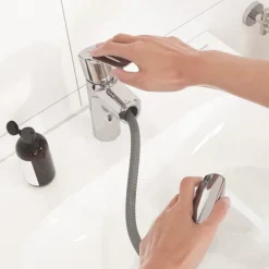 Grohe QuickFix Start Mono Basin Mixer With Pull Out Spout + Push-Open Waste -Espaces Bain Shop 24205003 d3