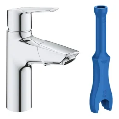 Grohe QuickFix Start Mono Basin Mixer With Pull Out Spout + Push-Open Waste -Espaces Bain Shop 24205003 d5