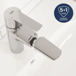 Grohe QuickFix Start Mono Basin Mixer With Pull Out Spout + Push-Open Waste -Espaces Bain Shop 24205003 d6