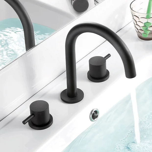 JTP Vos Matt Black 3 Hole Deck Mounted Basin Mixer 5 JTP Vos Matt Black 3 Hole Deck Mounted Basin Mixer - Image 3
