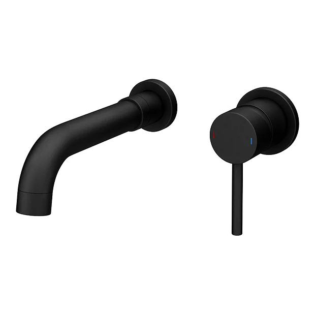 Arezzo Round Matt Black Wall Mounted (2TH) Basin Mixer Tap 4 Arezzo Round Matt Black Wall Mounted (2TH) Basin Mixer Tap - Image 2