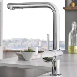 Grohe Minta Kitchen Sink Mixer With Pull Out Spray - Chrome -Espaces Bain Shop 30274000 d1