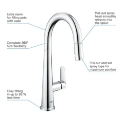 Grohe Veletto Single Lever Kitchen Sink Mixer With Pull Out Spray - Chrome -Espaces Bain Shop 30419000 d2