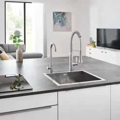 Grohe High C-Spout Mono Blue Home Starter Kit - Stainless Steel -Espaces Bain Shop 31498dc0 d1