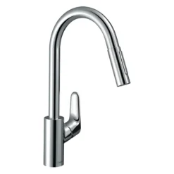 Hansgrohe Focus M41 Single Lever Kitchen Mixer 240 With Pull Out Spray - Chrome -Espaces Bain Shop 31815000 l