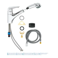 Grohe Eurodisc Kitchen Sink Mixer With Pull Out Spray