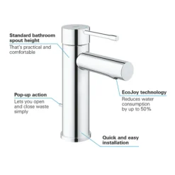 Grohe Essence S-Size Mono Basin Mixer With Pop-up Waste -Espaces Bain Shop 32898001 d2