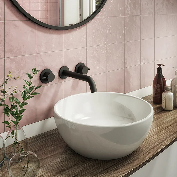 Arezzo Round Matt Black Wall Mounted (3TH) Basin Mixer Tap 5 Arezzo Round Matt Black Wall Mounted (3TH) Basin Mixer Tap - Image 3