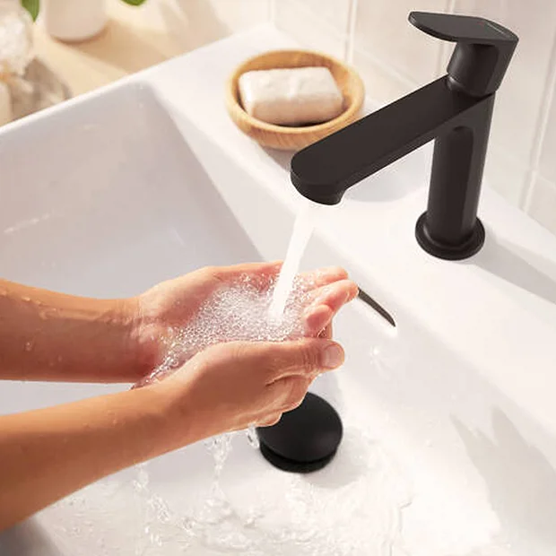 Hansgrohe Rebris S CoolStart Single Lever Basin Mixer 110 With Pop-up Waste - Matt Black 5 Hansgrohe Rebris S CoolStart Single Lever Basin Mixer 110 With Pop-up Waste - Matt Black - Image 3