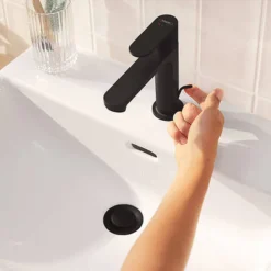 Hansgrohe Rebris S CoolStart Single Lever Basin Mixer 110 With Pop-up Waste - Matt Black 10 Hansgrohe Rebris S CoolStart Single Lever Basin Mixer 110 With Pop-up Waste - Matt Black -Espaces Bain Shop 72519670 round l3