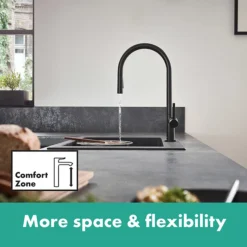 Hansgrohe Talis M54 Single Lever Kitchen Mixer 210 With Pull Out Spray - Matt Black