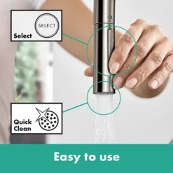 Hansgrohe Talis M54 Single Lever Kitchen Mixer 210 With Pull Out Spray - Stainless Steel -Espaces Bain Shop 72800800 d2