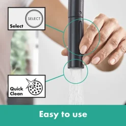 Hansgrohe Talis M54 Single Lever Kitchen Mixer 210 With Pull Out Spray And SBox - Matt Black -Espaces Bain Shop 72801670 d1n