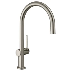 Hansgrohe Talis M54 220 C-Spout Single Lever Kitchen Mixer - Stainless Steel -Espaces Bain Shop 72804800 l