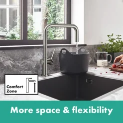 Hansgrohe Talis M54 220 U-Spout Single Lever Kitchen Mixer - Stainless Steel -Espaces Bain Shop 72806800 d2