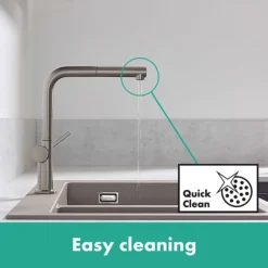 Hansgrohe Talis M54 270 Single Lever Kitchen Mixer With Pull Out Spray - Stainless Steel -Espaces Bain Shop 72808800 d3