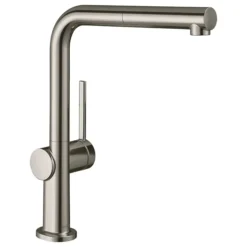 Hansgrohe Talis M54 270 Single Lever Kitchen Mixer With Pull Out Spray - Stainless Steel -Espaces Bain Shop 72808800 l