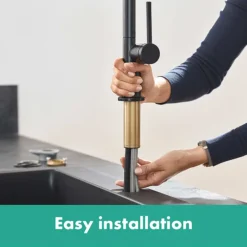 Hansgrohe Talis M54 270 Single Lever Kitchen Mixer With Pull Out Spray And SBox - Matt Black -Espaces Bain Shop 72809670 d3n