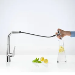 Hansgrohe Talis Select M51 Single Lever Kitchen Mixer 300 With Pull Out Spray - Chrome -Espaces Bain Shop 72821000 d1 1