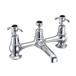 Burlington Anglesey Black Bridge Basin Mixer With Plug & Chain Waste