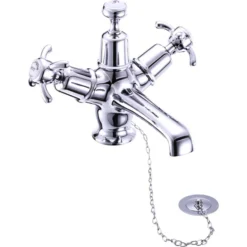 Burlington Anglesey Basin Mixer Tap With Ceramic Indice & Plug And Chain -Espaces Bain Shop an5mixerchainverylarge