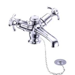 Burlington Anglesey Basin Mixer Tap With Ceramic Indice & Plug And Chain -Espaces Bain Shop an5mixerchainverylargealt