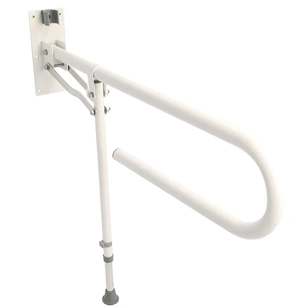 Croydex White Fold Away Hand Rail With Drop Down Leg 3 Croydex White Fold Away Hand Rail With Drop Down Leg
