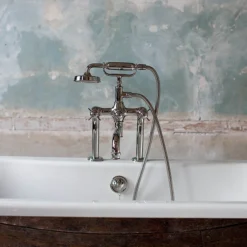 Arcade Deck Mounted Bath Shower Mixer - Nickel - Various Tap Head Options -Espaces Bain Shop arc18 d3