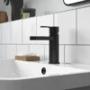 Toreno Round Black Mono Basin Mixer With Push Button Waste -Espaces Bain Shop arv405 d1