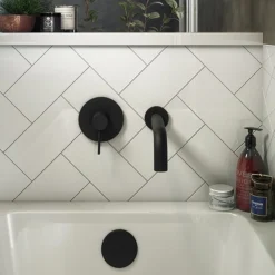 Arezzo Matt Black Wall Mounted Bath Spout -Espaces Bain Shop az140mbd1