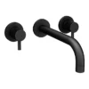 Arezzo Fluted Round Matt Black Wall Mounted (3TH) Bath Filler Tap -Espaces Bain Shop az1wtmbf d4