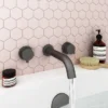 Arezzo Round Matt Black Wall Mounted (3TH) Bath Filler Tap