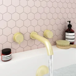 Arezzo Round Brushed Brass Wall Mounted (3TH) Bath Filler Tap