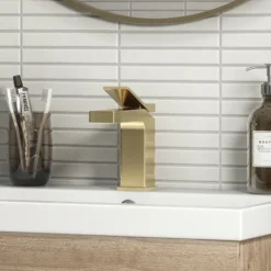 Arezzo Leva Mono Basin Mixer Tap Brushed Brass -Espaces Bain Shop az42bb d2