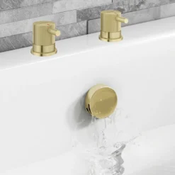 Arezzo Fluted Brushed Brass Deck Bath Side Valves With Freeflow Bath Filler 7 Arezzo Fluted Brushed Brass Deck Bath Side Valves With Freeflow Bath Filler -Espaces Bain Shop az518gld l