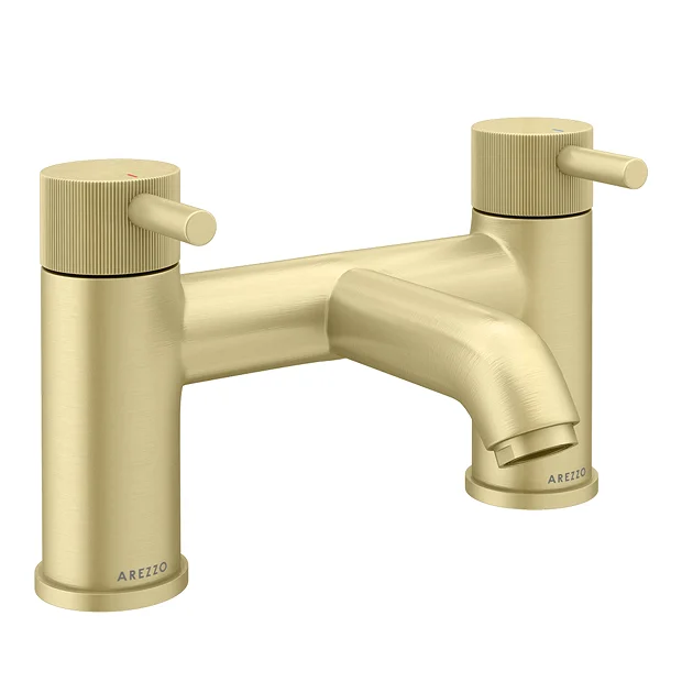 Arezzo Fluted Round Brushed Brass Bath Filler Tap 4 Arezzo Fluted Round Brushed Brass Bath Filler Tap - Image 2