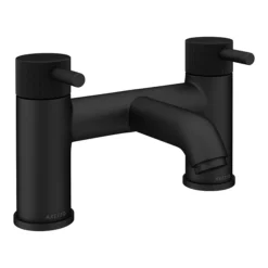 Arezzo Fluted Round Matt Black Bath Filler Tap -Espaces Bain Shop az7tmbf d5