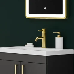 Arezzo Fluted Round Brushed Brass Basin Mono Mixer -Espaces Bain Shop az8tbbf d3