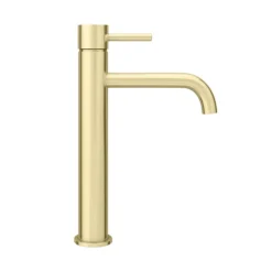 Arezzo Round Brushed Brass High Rise Mono Basin Mixer Tap -Espaces Bain Shop azbbhrt n d3
